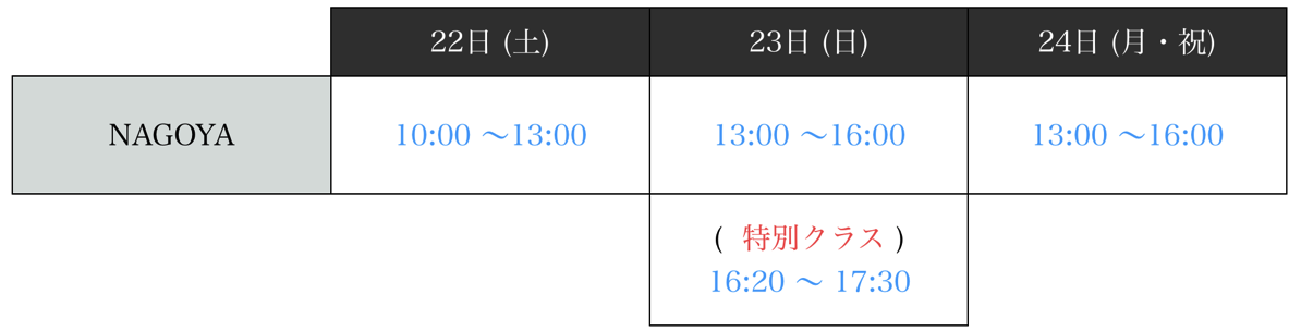 Schedule nagoya